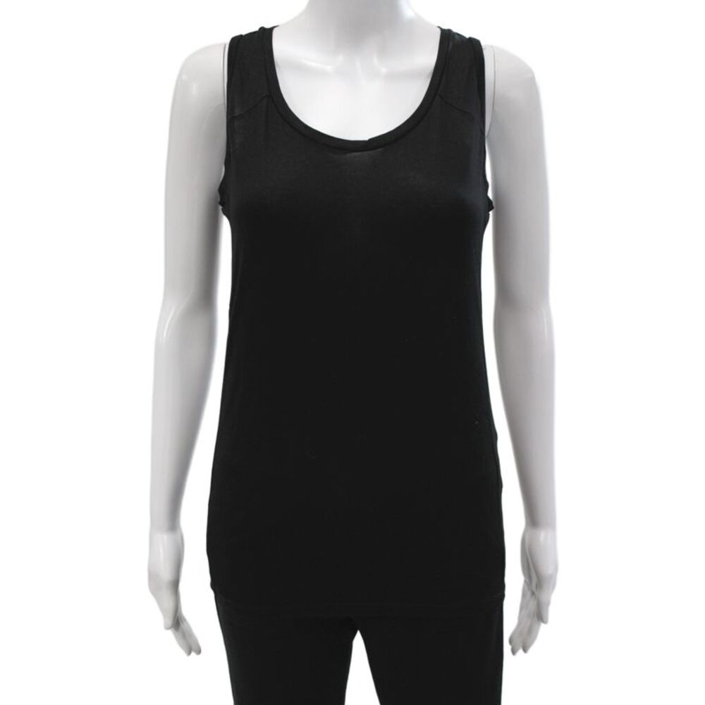 J Brand Womens Basic Scoop Neck Sleeveless Black Tencel Tank Size S